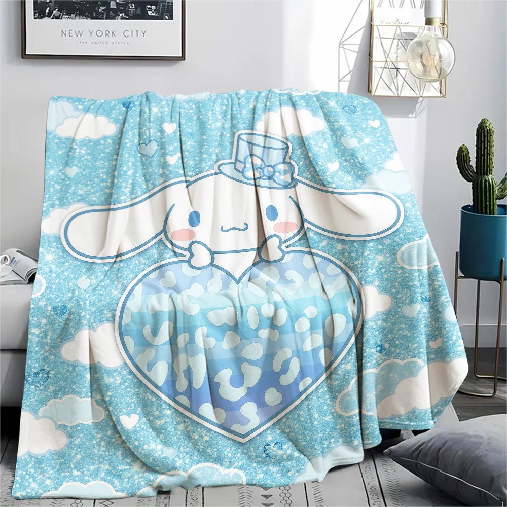 1PC Cinnamoroll Print Flannel Blanket, High Quality All Seasons, Home Decor, Warmth and Comfort, Perfect for Christmas Gifts