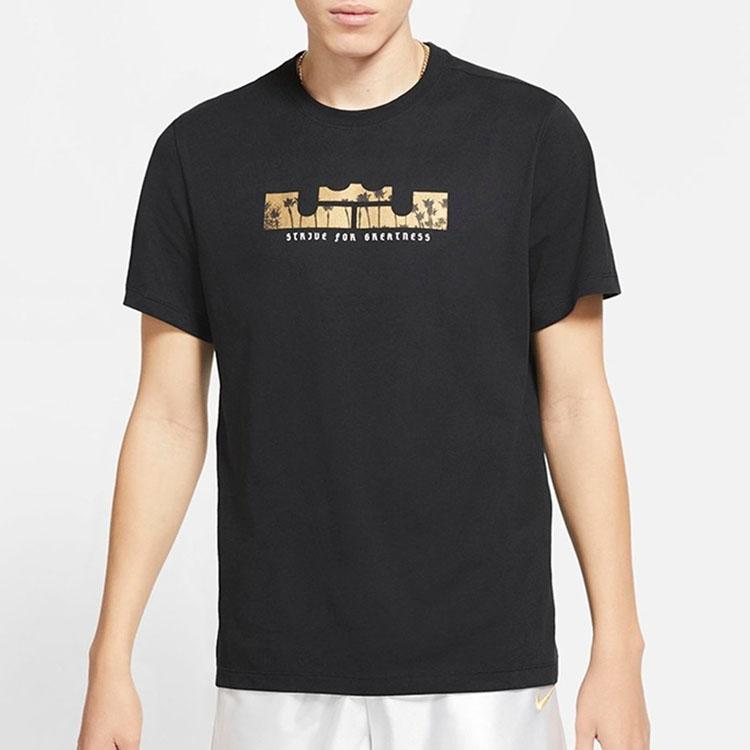 Nike T Shirts Men's Black Crew Neck Moderate Straight Fit DB6179-011