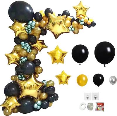 Black And Gold Balloon Wreath Set Gold Pentagram Balloon Baby Shower Birthday Wedding Party Shop Decoration