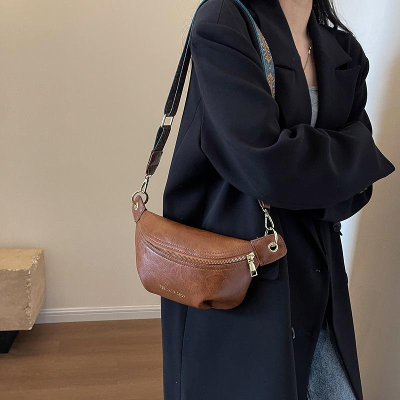 New Fashi Women Chest Bag INS Style Simple Versatile Soft Faux Leather Sling Crossbody Shoulder Bag