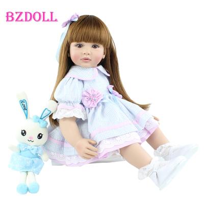 BZDOLL 60 CM Silicone Reborn Girl Doll Toy Lifelike Vinyl Princess Toddler Babies Alive Bebe Dress Up Girl Birthday Gift