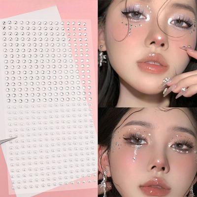 DIY Bílé perleťové samolepicí ozdoby na obličej Akrylové křišťálové perly samolepky Mléčné/čisté pro svatební oči Make-up na obličej 3/4/5/6 mm