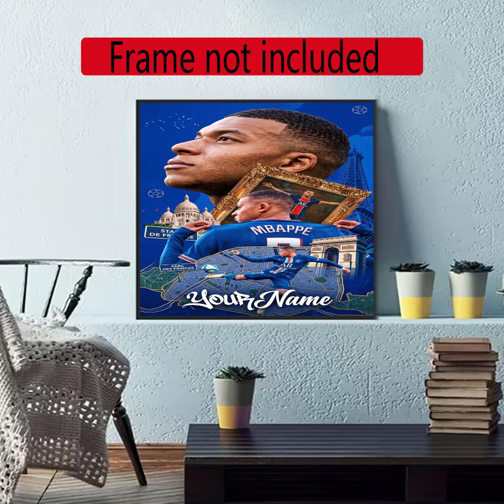 Mbappe Personalized Text Diamond Painting Round Diamond Mosaic Rhinestones Diamond Embroidery Craft Kit Wall Decor Without Frame
