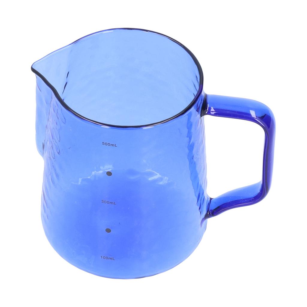 Dzbanek do spieniania mleka 500 ml Wielofunkcyjny szklany dzbanek na mleko borokrzemowe do kawy, mleka, napojów, niebieski