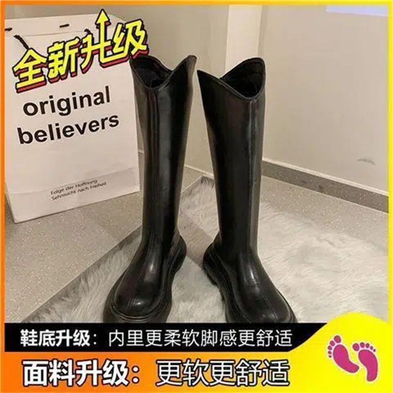 Popular long boots women's white knight boots 2025 spring and autumn new cigarette long boots thick-soled thin high boots