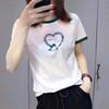 Women's High-End Color Block Letter Print Short Sleeve T-Shirt for Middle-aged and Elderly Mothers - Slimming Versatile Top