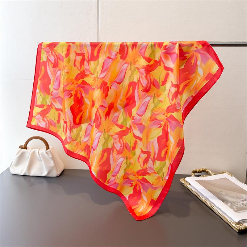 2026 New Spring Summer Women Scarf Silk Print Satin Scarves Shawl Headband Hijab Bandana Wrap Bufanda Fashion 70*70cm