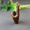 Copper Hand with victory Punk Style Vintage Brass Hand Miniature Ornaments Home Office Desk Decoration Toy