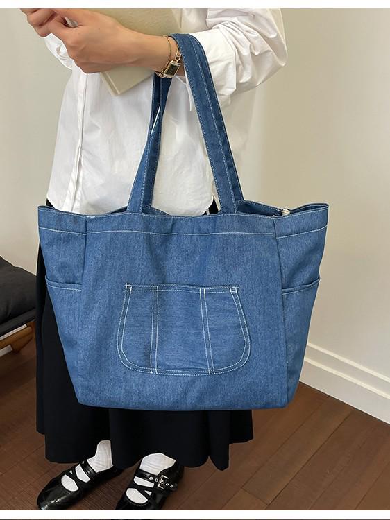 Tote Bag: Large Capacity Denim Shoulder Bag for College Commuters, Trendy and Cool Design for Men and Women 2026