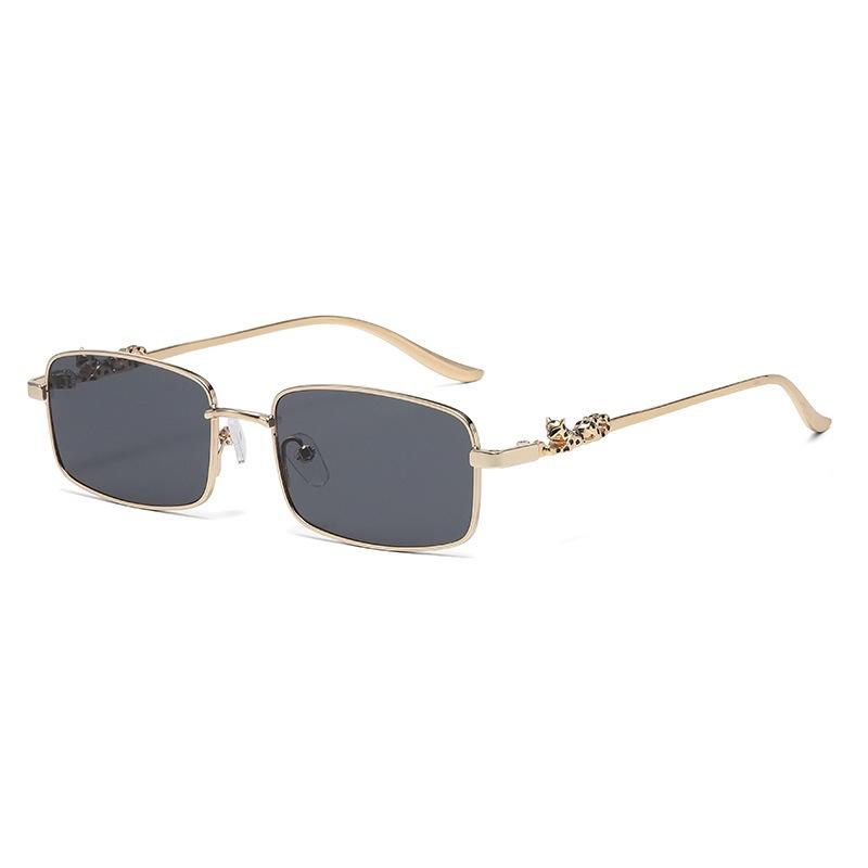 European and American trend Carhome full frame sunglasses men's metal leopard head square sunglasses female cheetah sunglasses