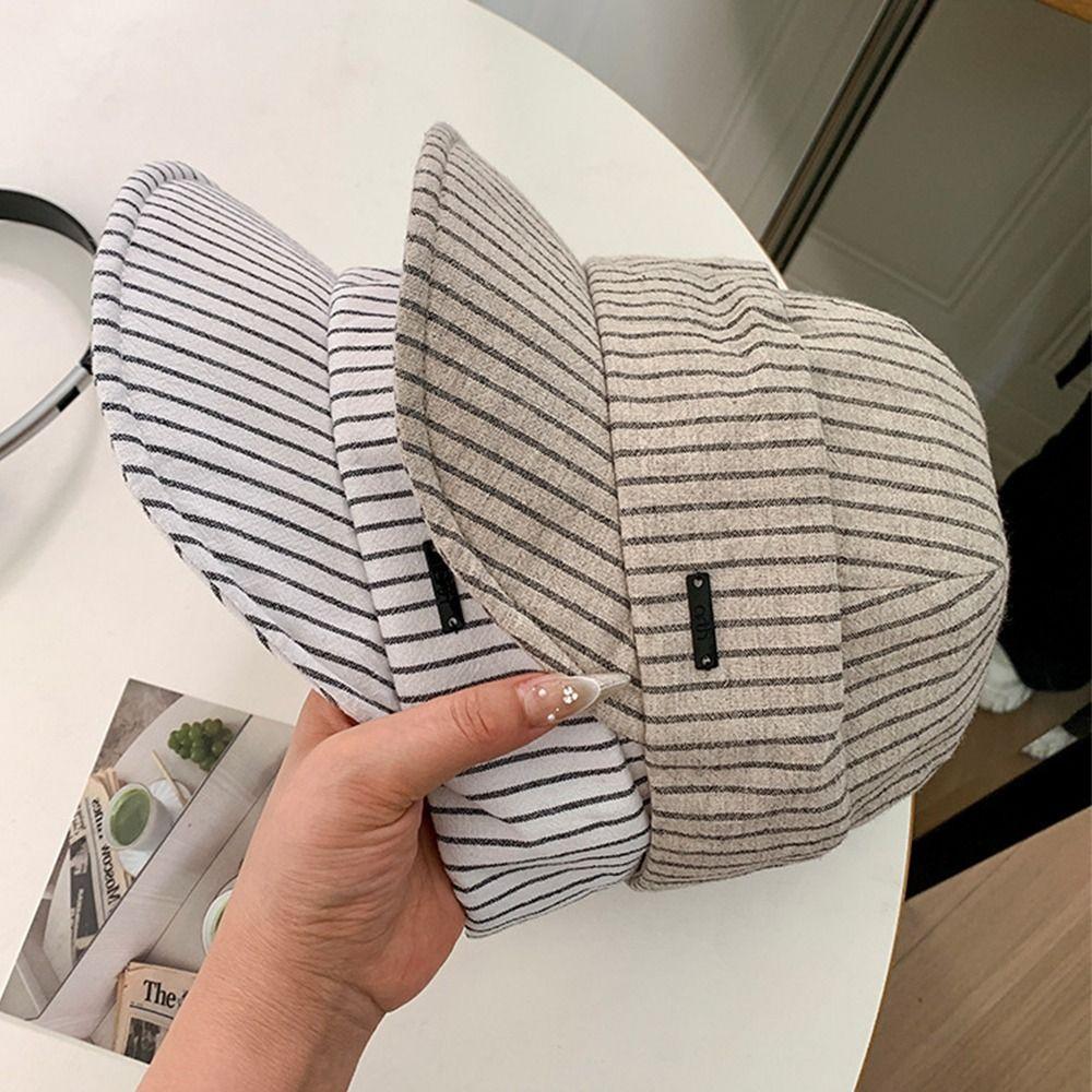 Versatile Striped Peaked Caps Korean Newsboy Hats Japanese Strip Baseball Cap Streetwear