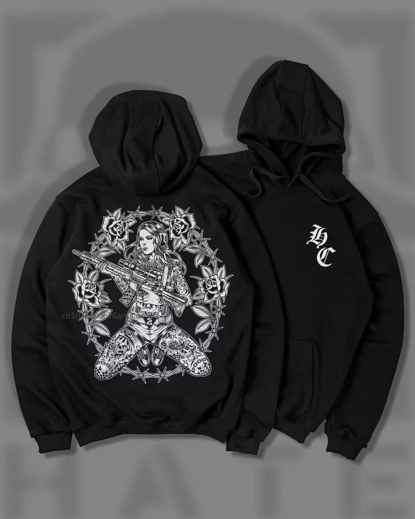 Solid Color Pullover Hoodie Men Women American Street Tide Personalized Pattern Printing Sports Hoodie Spring Loose Couple Tops
