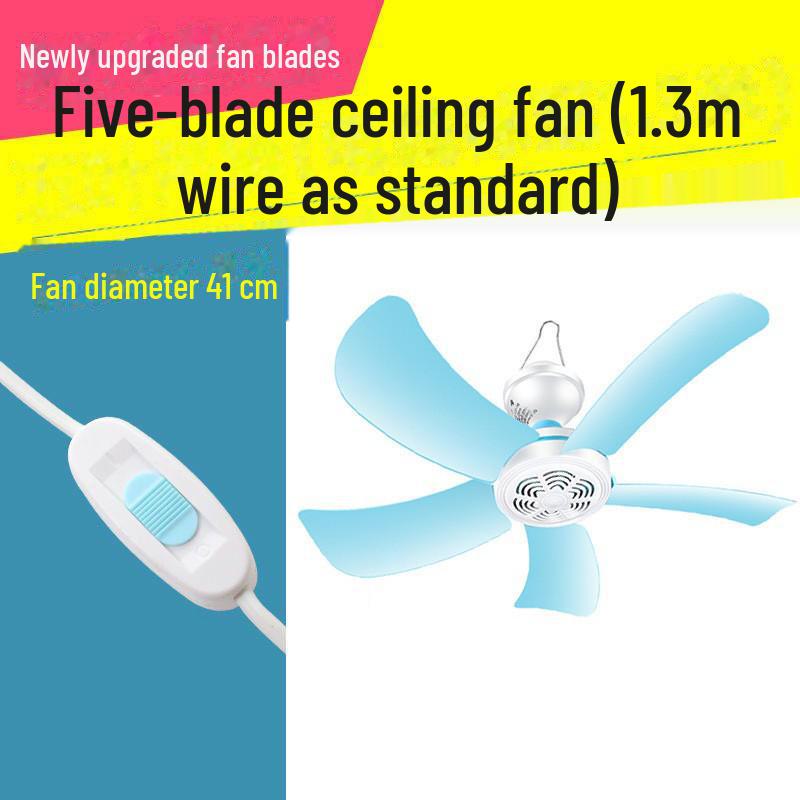 Compact Dorm Ceiling Fan with Remote Control - Quiet, Powerful Breeze with Mosquito Net