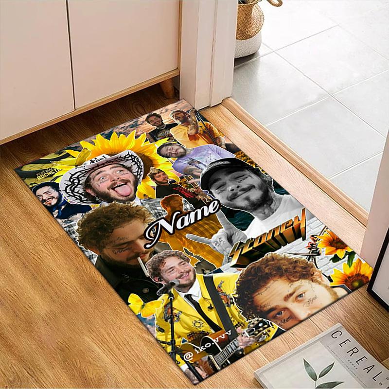 Custom Name Musician's Post Malone Rug Game Carpet, Floor Mat for Bedroom Living Room Entryway Rug, Home Decor Idea Gift for Christmas Birthday