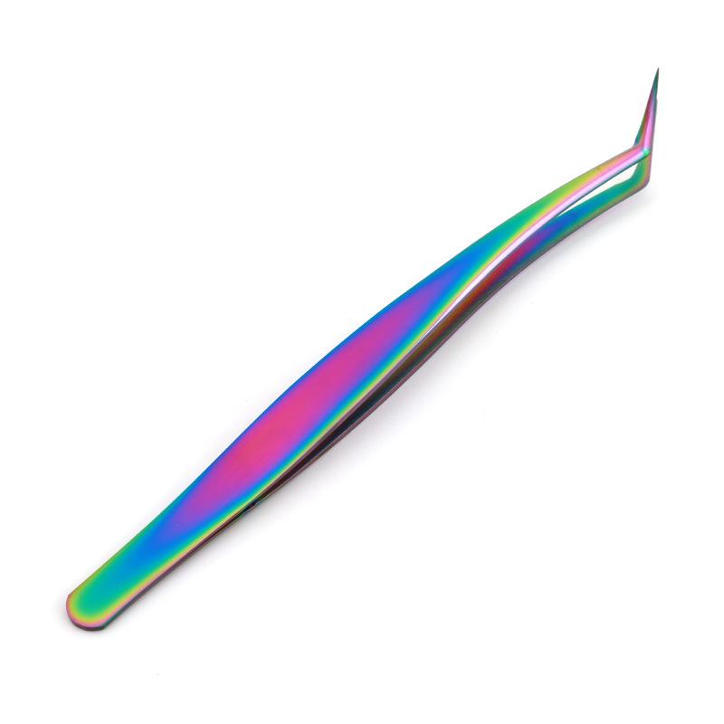Gold Feather Stainless Steel Eyelash Tweezers - Dolphin Clip & Easy Blooming Applicator for False Eyelashes