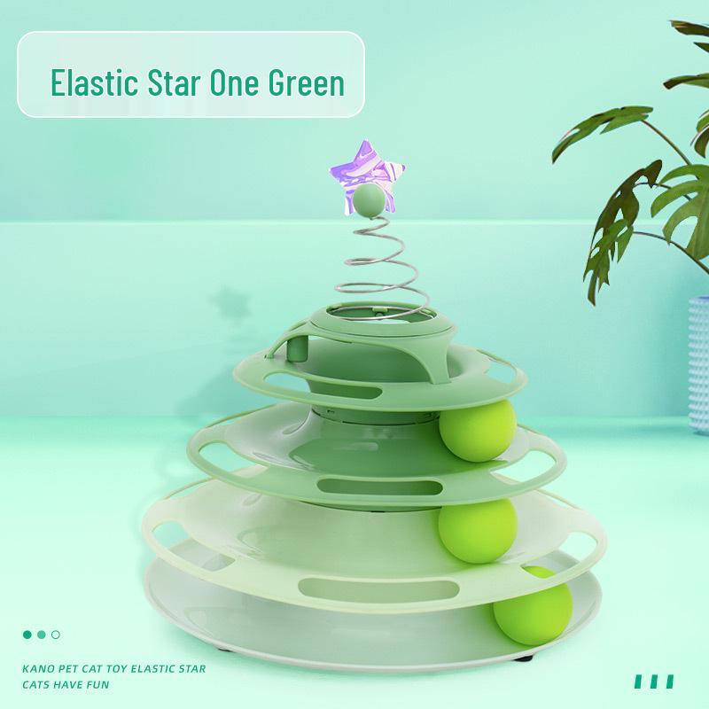 Self-Entertainment Cat Teaser Stick & Turntable Ball Toy for Kittens and Cats