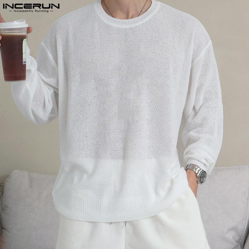 INCERUN Men Autumn Long Sleeve Thin Knitted Pullover Tops Undershirts
