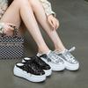Thick-bottomed Mesh Sequined Bag Head Half Tray 2025 Women's Summer New Lace-up Model Heightened Heel-less Slippers Trend