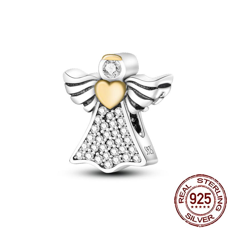 Charms Copper Angel Crucifix Cross Dangle Religious Beads Fit Snake Chain Bracelet Necklace Women Diy Jewelry