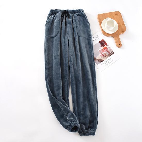 Pantaloni da Pigiama da Uomo Dritti Spessi Antifreddo Morbidi Elasticizzati in Vita Pantaloni da Pigiama da Uomo Indumento da Casa