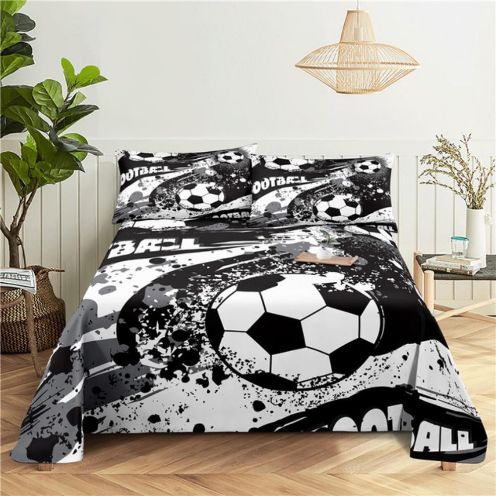 Jalgpall Voodilina Komplekt Multikas Digitaaltrükk Polüester Voodi Lame Leht ja Padjapüür 2/3tk Voodipesu Poistele Teismelistele Lapsele