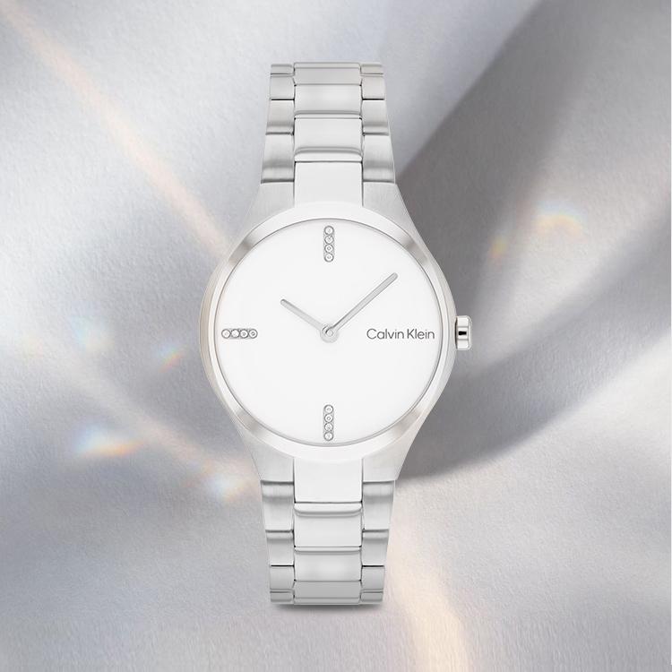 Calvin Klein Timeless Collection Watch Quartz Movement 30Mm White Dial Women watches 25200332