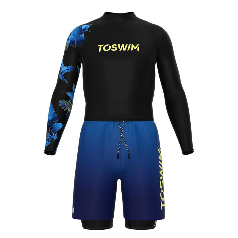 

TOSWIM Men s Long Sleeve Swim Set with Trunks 3XL