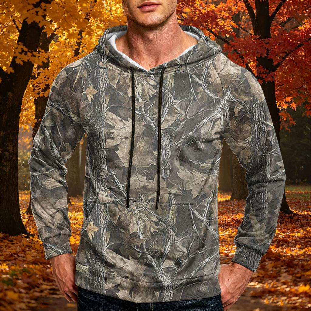 Men's Printed Loose Fit Casual Hoodie with Pocket and Drawstring