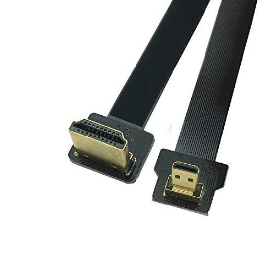 

Rosebe Кабель FPV Micro HDMI (папа) с углом вниз 90 градусов - HDMI (папа) с углом вверх 90 градусов, плоский кабель для FPV мультикоптера, HDTV, аэрофотосъемки (20см) чёрный