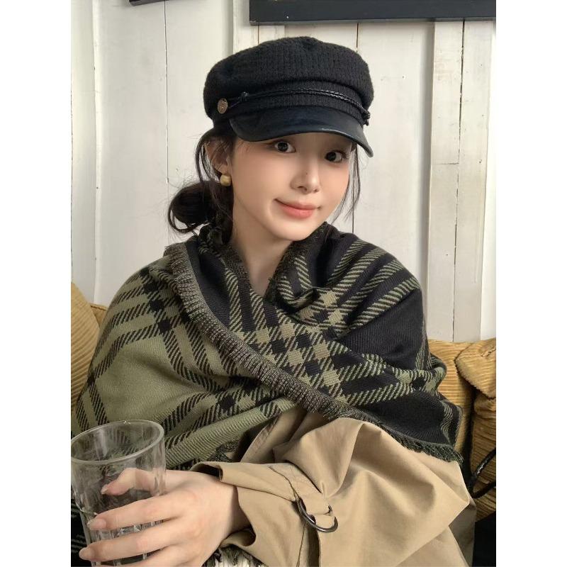 Korean Style Retro Plaid Scarf for Women New Autumn and Winter Niche Design Cold Proof and Warm Scarf