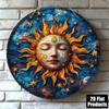 Iron Sheet Art Abstract Sun Moon Round Wall Decor 8x8 Inches 2D Flat Metal Painting Home