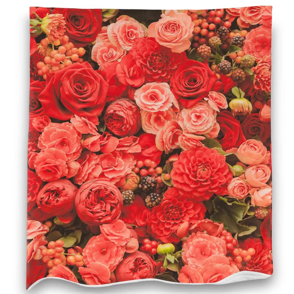 Pink Rose Flowers Printed Blanket for Sofa Bed Travel Camping Living Room Office Conditioning Blanket for All Seasons Gifts
