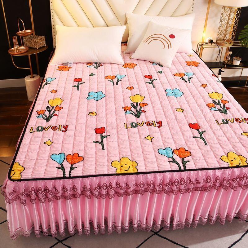 Flannel Lace Bed Skirt One-piece Large Bed Sheet Thickened Simmons Protective Cover