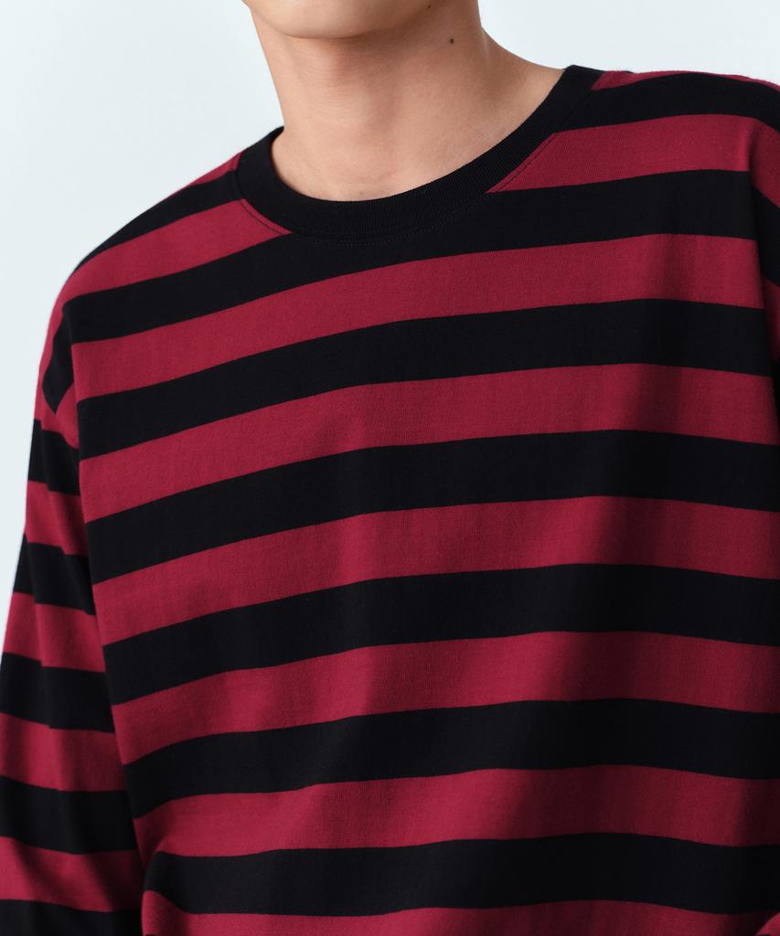 MUSINSA STANDARD Bold Stripe Long Sleeve T-Shirt [Black/Red]