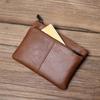 NZPJ Men's Leather Zipper Coin Wallet First Layer Cowhide Mini Short Wallet Handbag Change Wallet