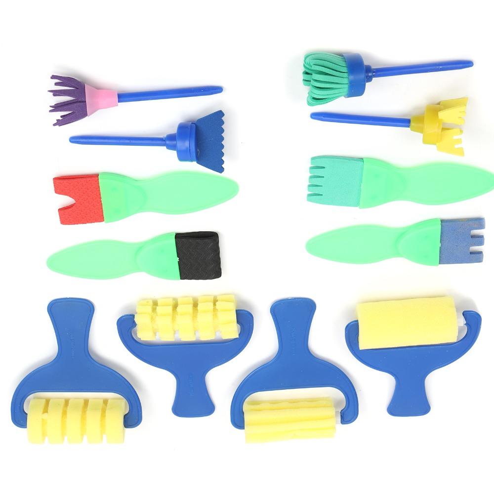12PCS Roller & Stamp Combo Painting Sponge Brush Gentle Texture DIY Drawing Tools Handmade Painting