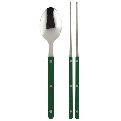 Parve 1 Person Cutlery Set, Green, Spoon + Chopsticks, 1 Set, Korean Popular Tableware