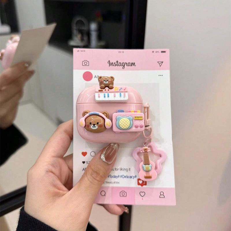Cartoon Music Bear Earphone Case for Apple AirPods 1 /1/1 Music Pendant Pro1 Anti-drop Protective Case