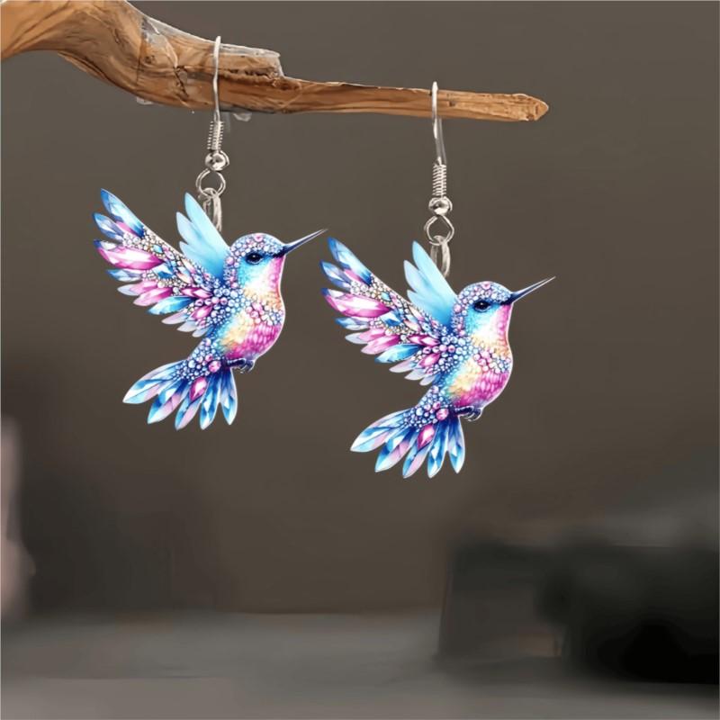 Boucles d'oreilles pendantes Colibri Mode Simple pour Femmes Boucles d'oreilles Animal Mignon Déclaration Fête Zircon Cadeaux
