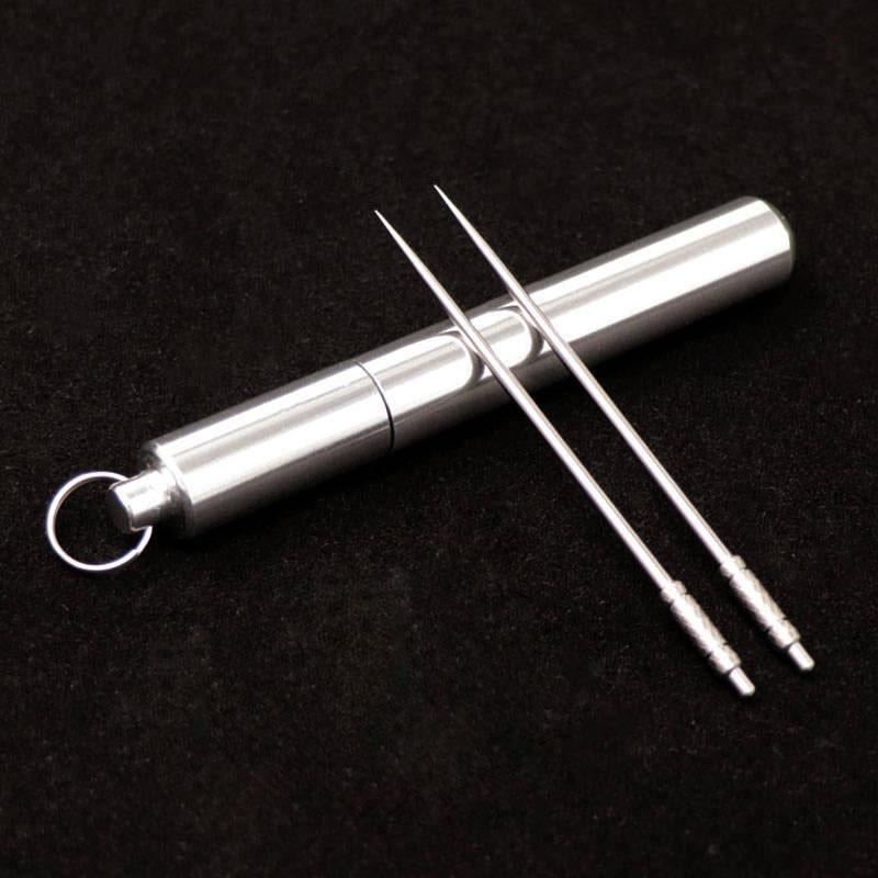 Portable Waterproof Titanium Alloy Mini Toothpick Holder Pill Capsule Case Carry Around Storage Camping Hiking Outdoor Tools