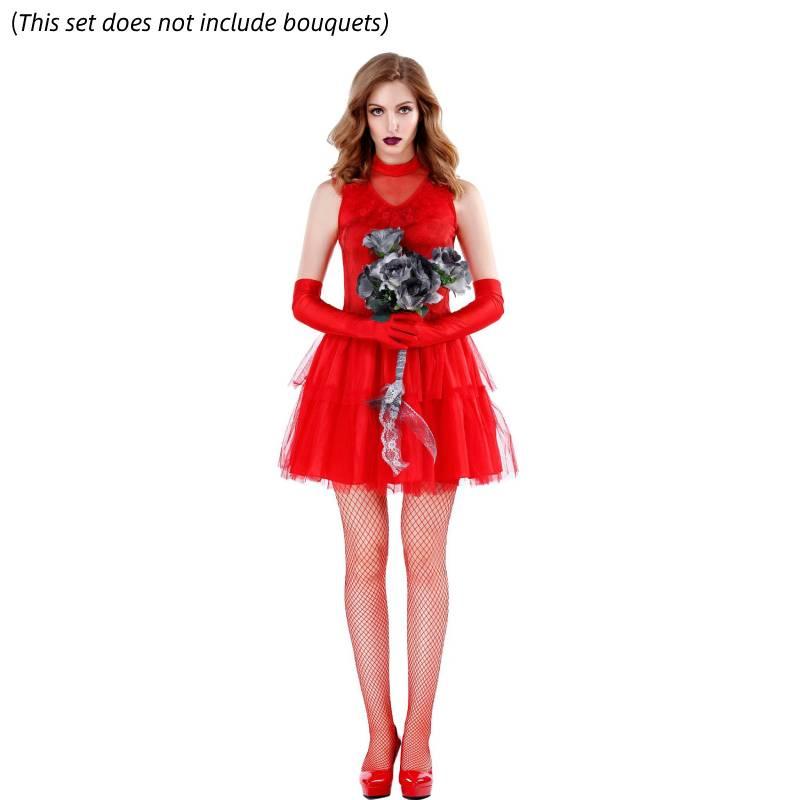 Adult Halloween Ghost Bride Costume In Red For Game Anime Cosplay
