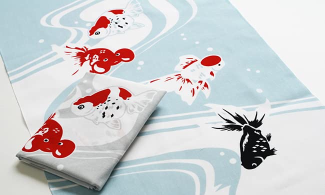 Dyeing Anbo Hand Towel Goldfish Collection Light Authentic Dyed Cotton Tokuoka Made In Japan 35cm X 100cm "Edo Blue" 100%