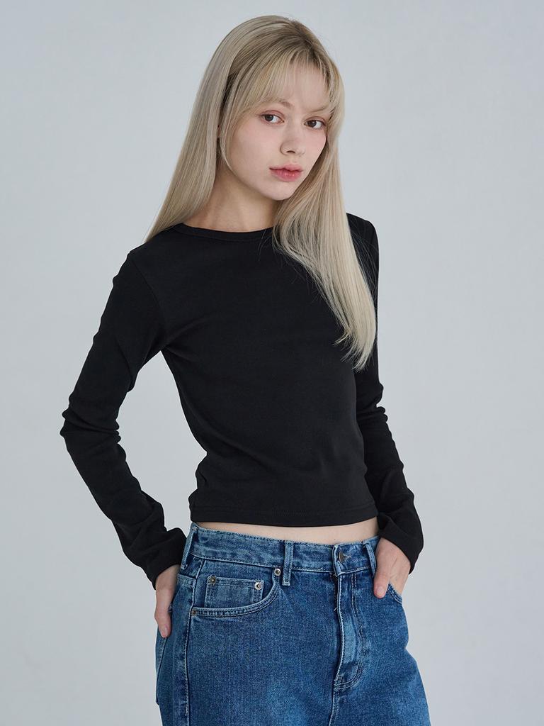 5OML Slim Back Ribbon Long Sleeve (Black)
