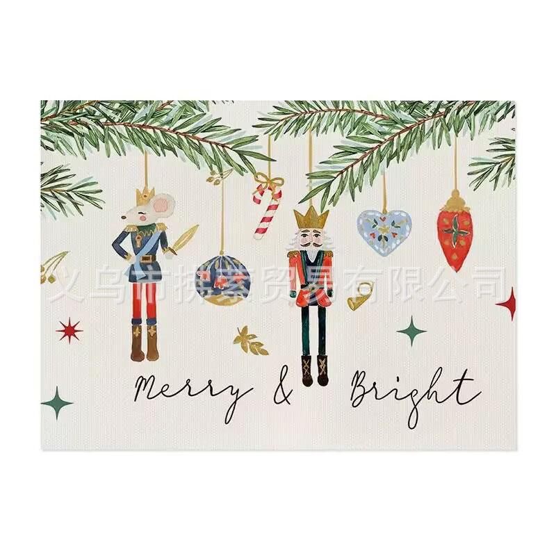 Cross Linen Christmas Placemat - Waterproof, Heat-Insulating Dining Table Decor