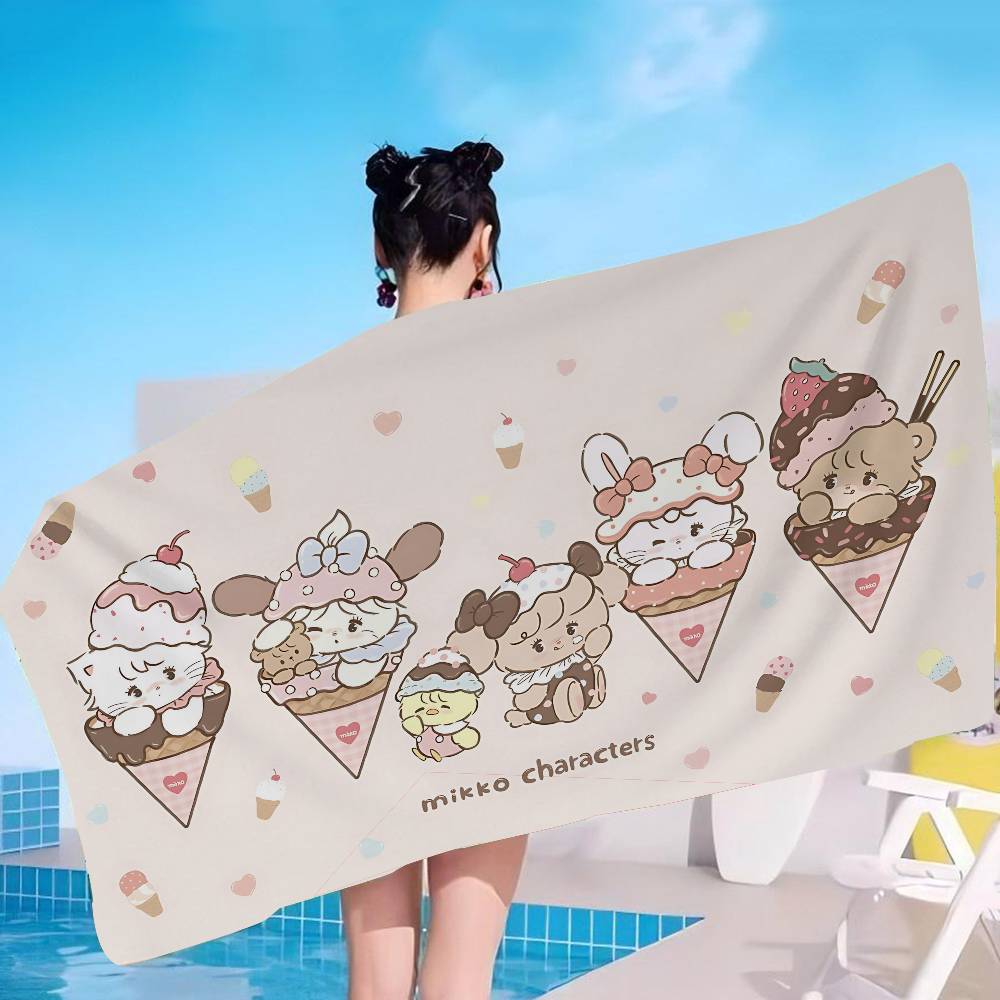 Cute Cat Mikko I-illustrations Microfiber Beach Towel Absorbent Quick dry Soft Yoga Swimming Resort Mountain Climbing Towel