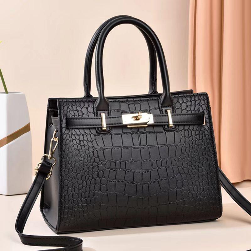 New Stone Pattern Solid Color Simple Large Capacity Setting Single Shoulder Oblique Span High Texture Women's Bag Women's Bag