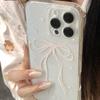 Korea Sparkling Pink White Bow Phone Case For iPhone 16 15 14   11ProMax Mini Pro XR XS 78Plus Anti Drop Protective Cover