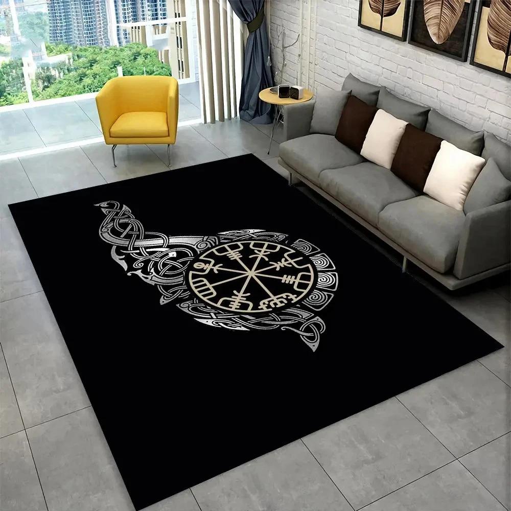 Nordic Viking Mythology Odin Valhalla Carpet Rug for Home Living Room Bedroom Sofa Doormat Decor,kid Area Rug Non-slip Floor Mat