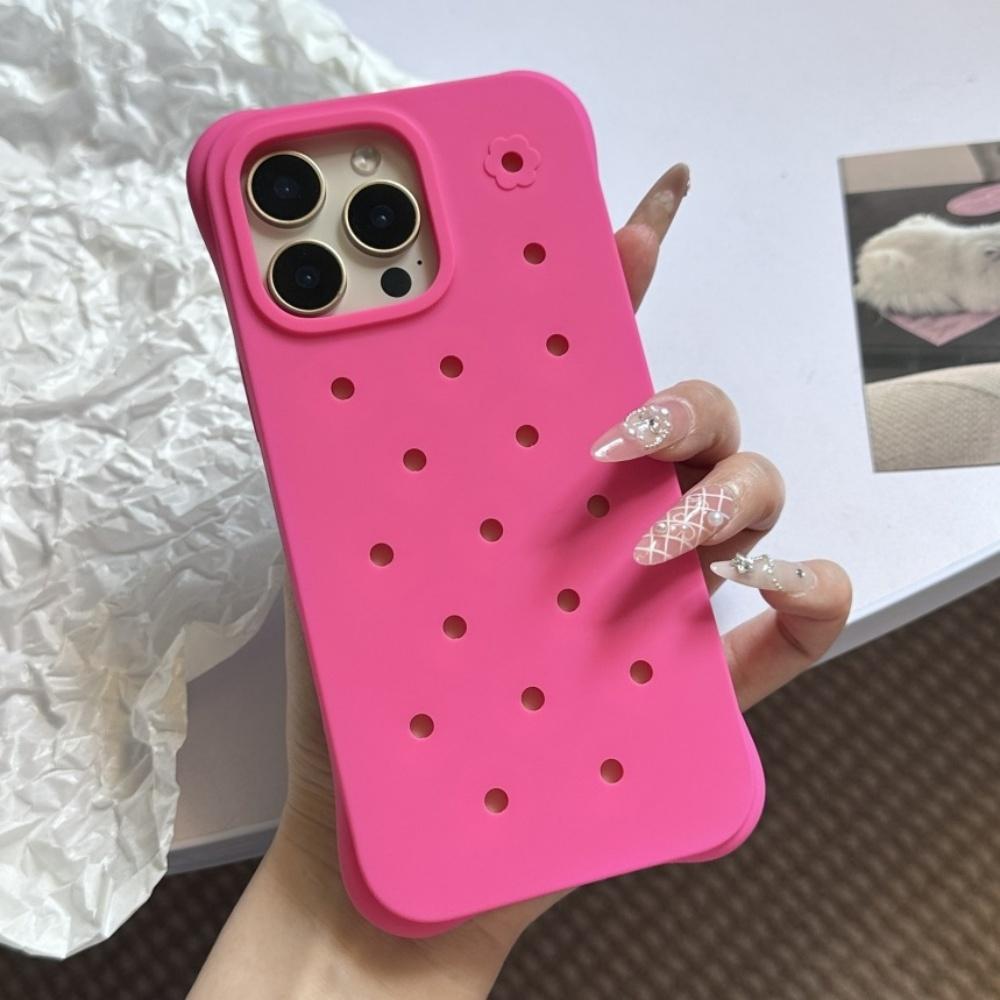 

DIY Hole for Crocs Charms Silicone Phone Case For iPhone 17 Pro Max 16 15 14 13 Pro 16 Plus Candy Color Shockproof Soft Cover iPhone 13