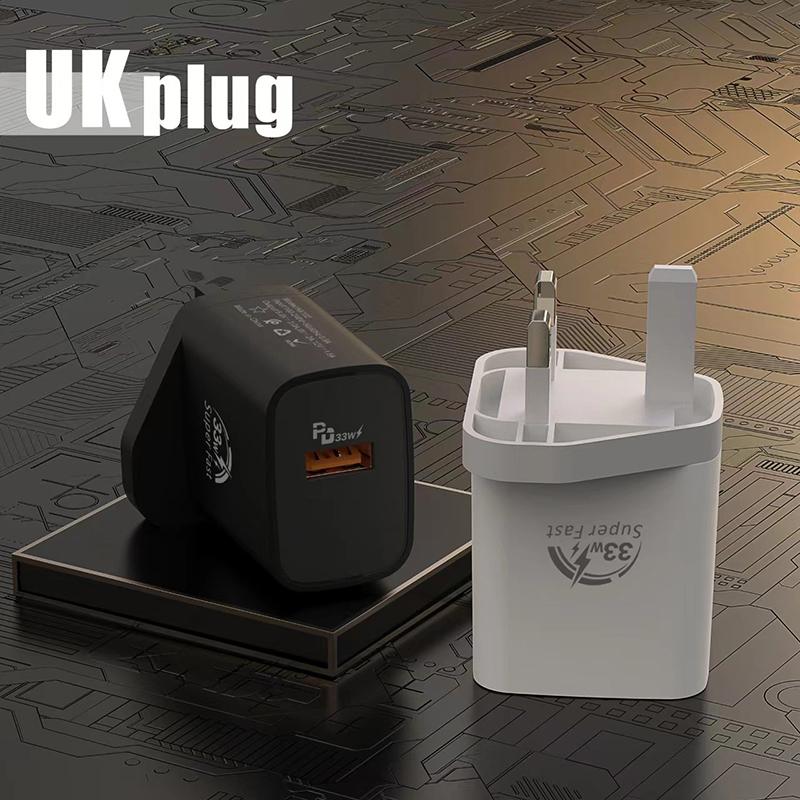 33W Usb Phone Charger Pd Fast Charging Power Adapter For Iphone For Ipad For Samsung Huawei Xiaomi Tablet Wall Eu/Us/Uk Plug